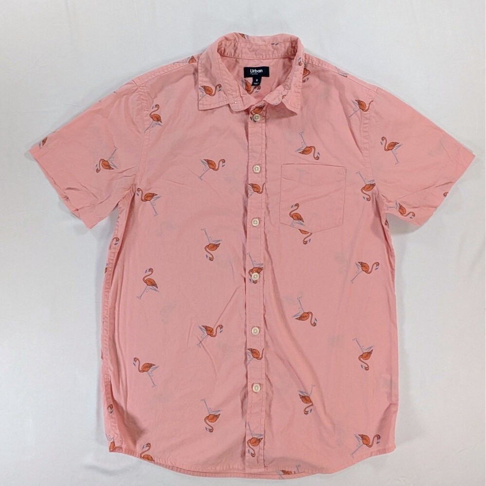 Urban Pipeline Ultimate Shirt-Salmon With Pink & Black Flamingos-Small-Exec.Cond
